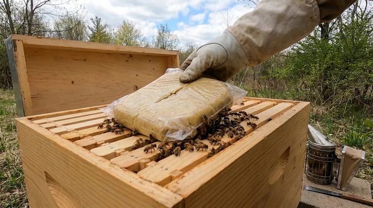 What practical application was suggested regarding feeding pollen substitute? Strategic Use for Stronger Colonies