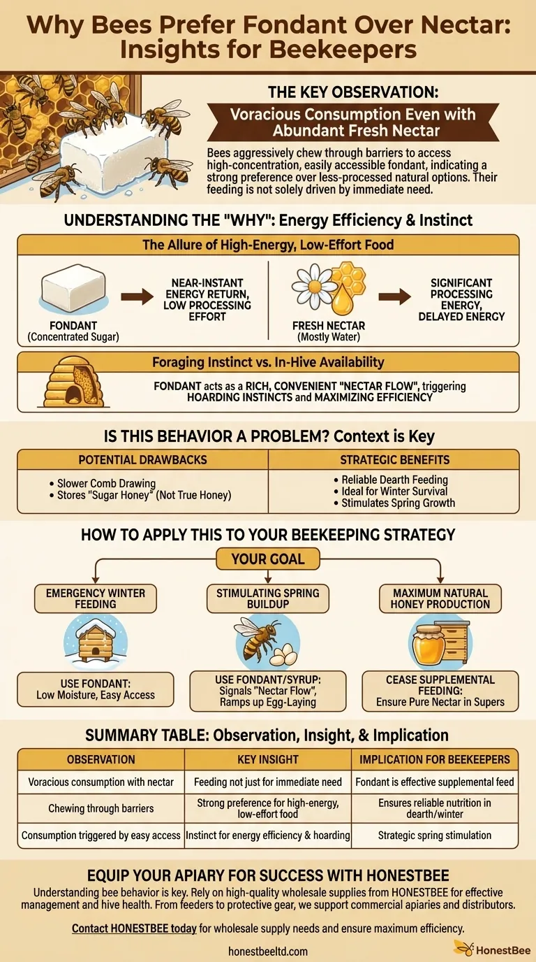 What was observed about the colonies' consumption of sugar fondant? Unlocking Bee Energy Efficiency Visual Guide