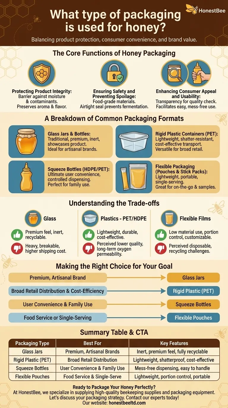 What type of packaging is used for honey? A Guide to Glass, Plastic & Pouches Visual Guide