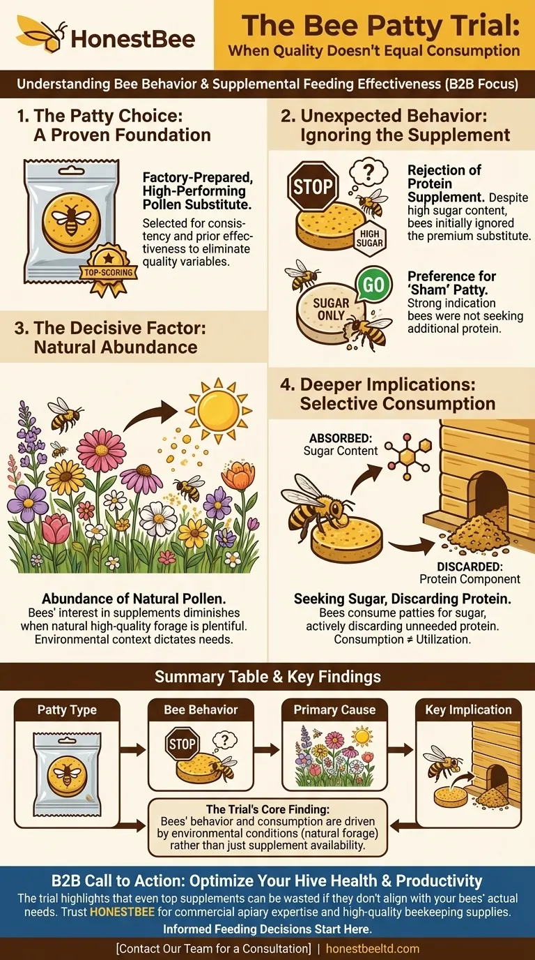 What type of patties were used in the trial? The Surprising Truth About Bee Feeding Behavior Visual Guide