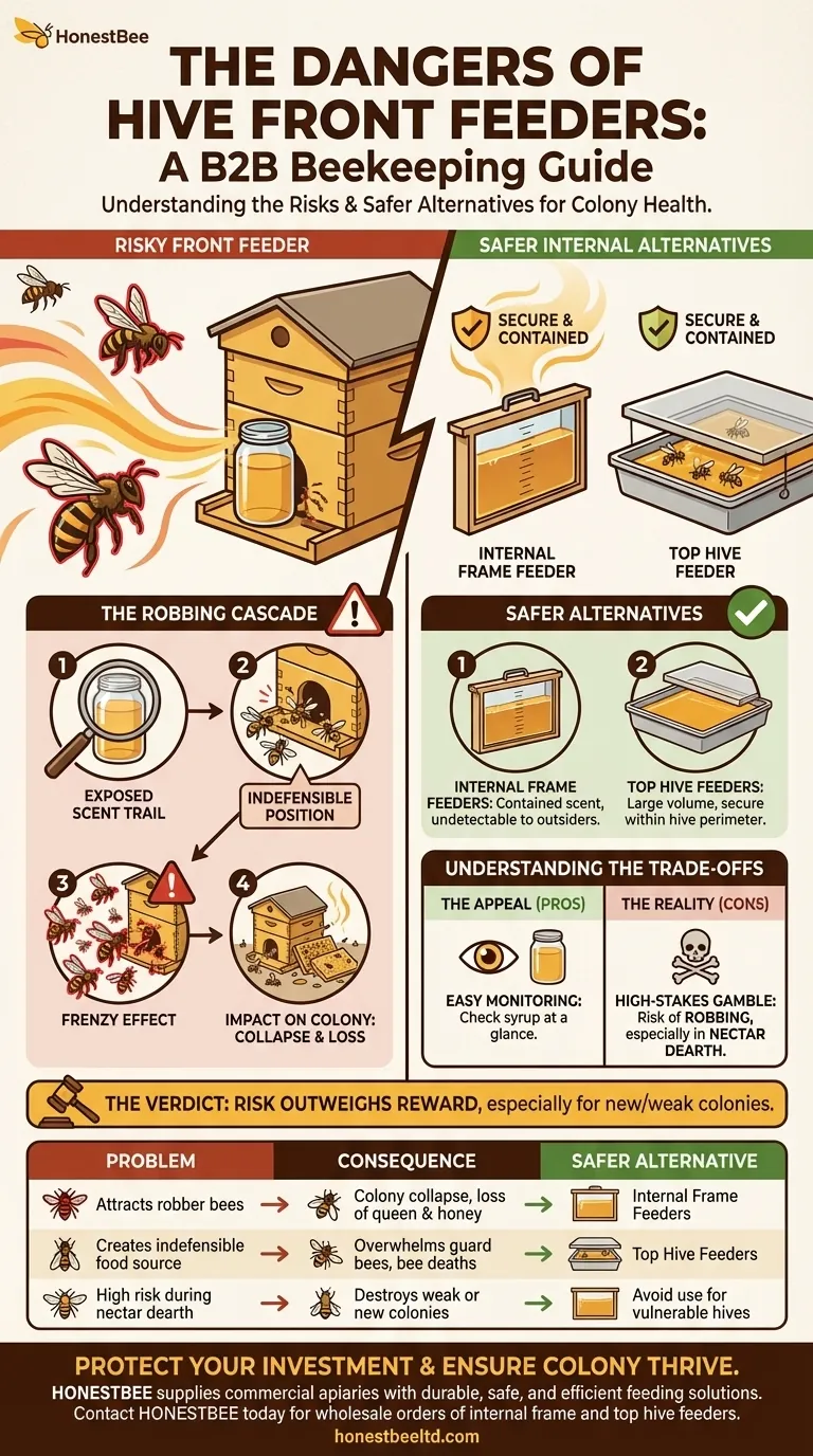 Was ist ein häufiges Problem bei Futterautomaten an der Vorderseite des Bienenstocks? Visuelle Anleitung