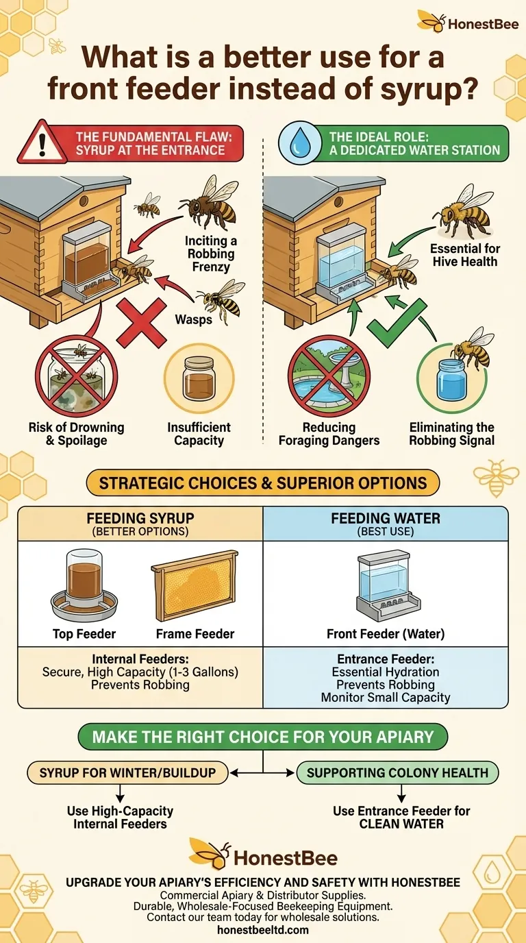 What is a better use for a front feeder instead of syrup? Transform It into a Safe Water Source Visual Guide
