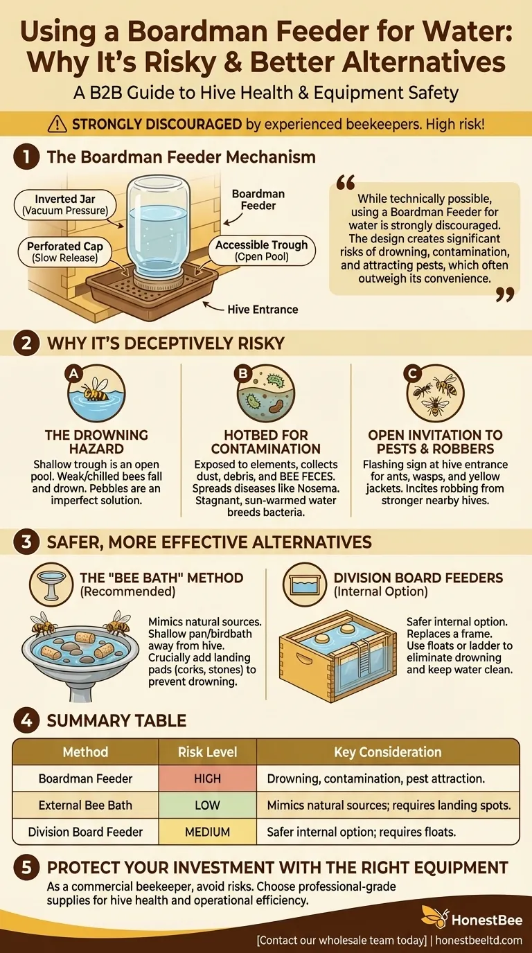 How can a Boardman Feeder be used to provide water to bees? Avoid These Critical Risks to Your Hive Visual Guide