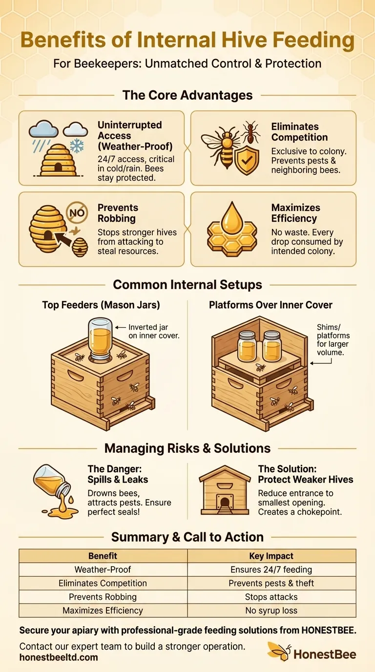 What are the benefits of feeding bees inside the hive? Maximize Colony Health & Security Visual Guide
