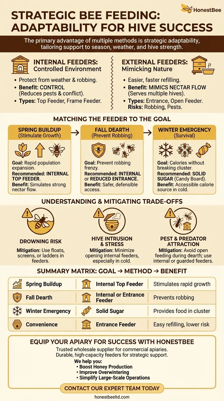 Quali sono i vantaggi di molteplici metodi di alimentazione delle api? Ottenere l'adattabilità strategica dell'alveare Guida Visiva