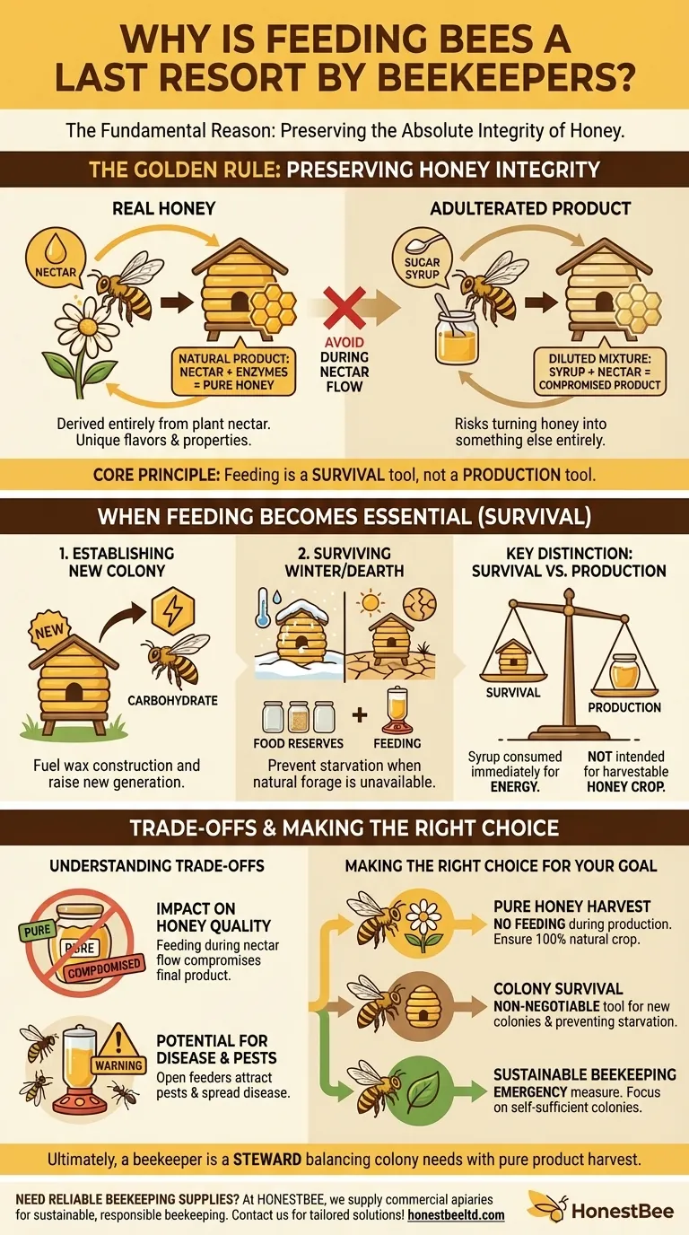 養蜂家がミツバチへの給餌を最終手段と考えるのはなぜですか？蜂蜜の純度とコロニーの健康を守るため ビジュアルガイド