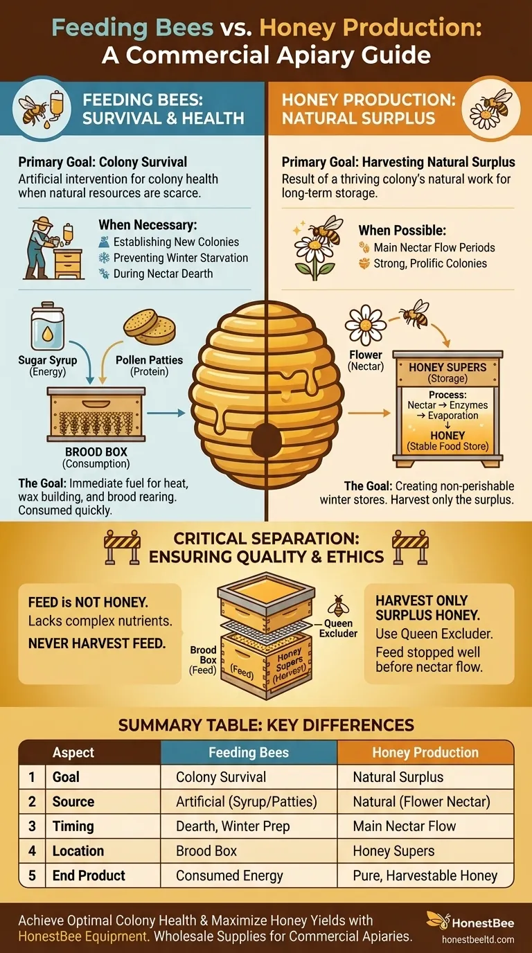 How does feeding bees differ from honey production? Mastering Colony Health and Pure Honey Harvests Visual Guide