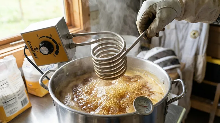 What happens if the syrup mixture is boiled during preparation? Avoid Creating Toxic HMF for Your Bees