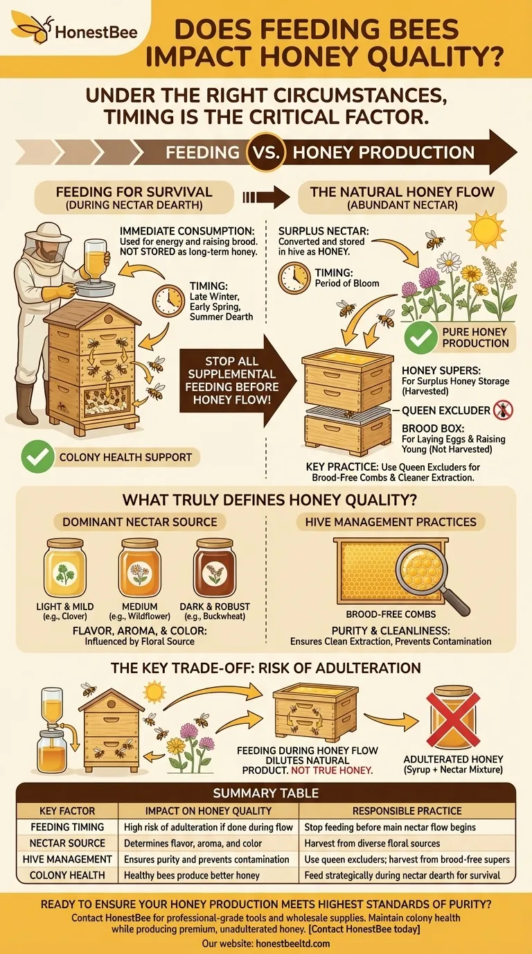 Does feeding bees impact the quality of honey produced? Timing is the Key to Pure Honey Visual Guide
