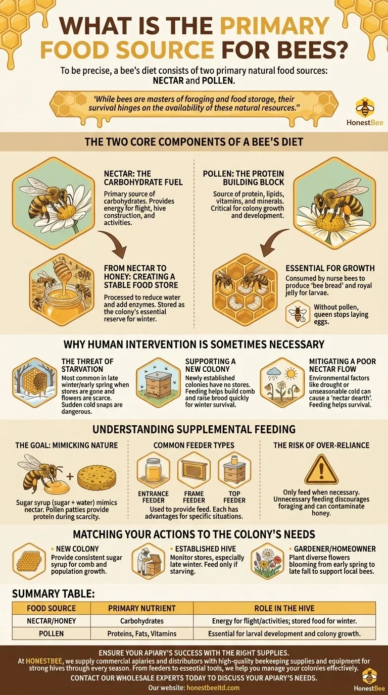 Quelle est la principale source de nourriture des abeilles ? Comprendre le nectar et le pollen pour la santé de la colonie Guide Visuel