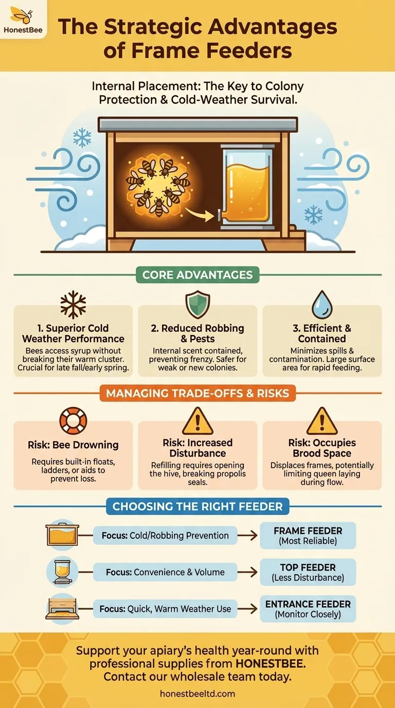 What are the advantages of frame feeders? Ensure Safe, In-Hive Feeding for Your Colony Visual Guide