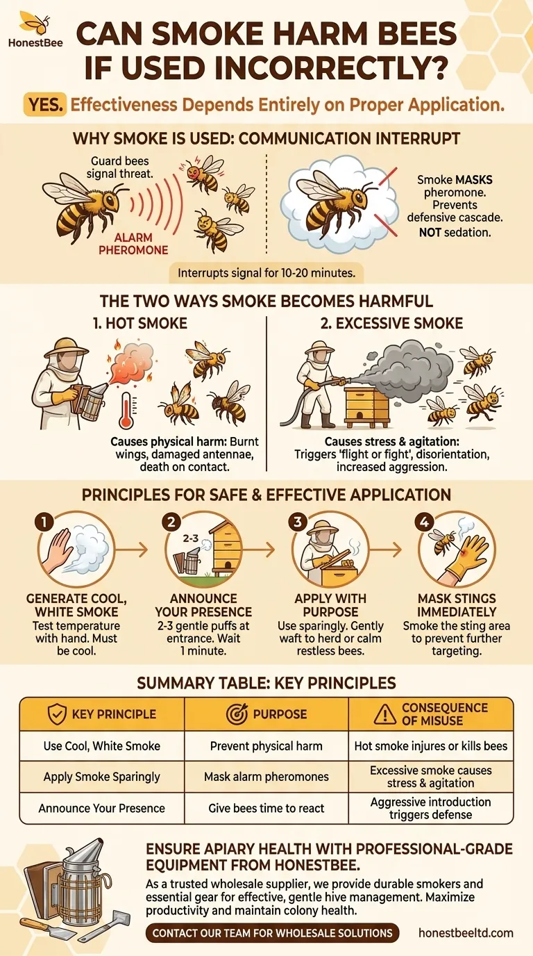 Can smoke harm bees if used incorrectly? Master Gentle Beekeeping Techniques Visual Guide