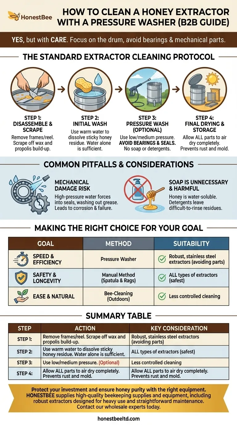 How can a pressure washer be used to clean a honey extractor? A Guide to Safe and Efficient Cleaning Visual Guide