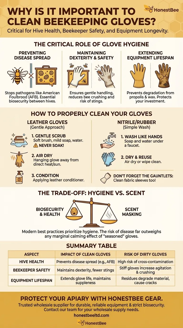 Why is it important to clean beekeeping gloves? Protect Your Hives & Extend Equipment Life Visual Guide