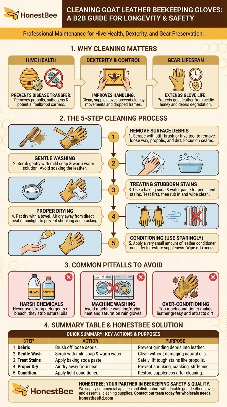 What are the steps to clean goat leather beekeeping gloves? A Guide to Extend Gear Life Visual Guide