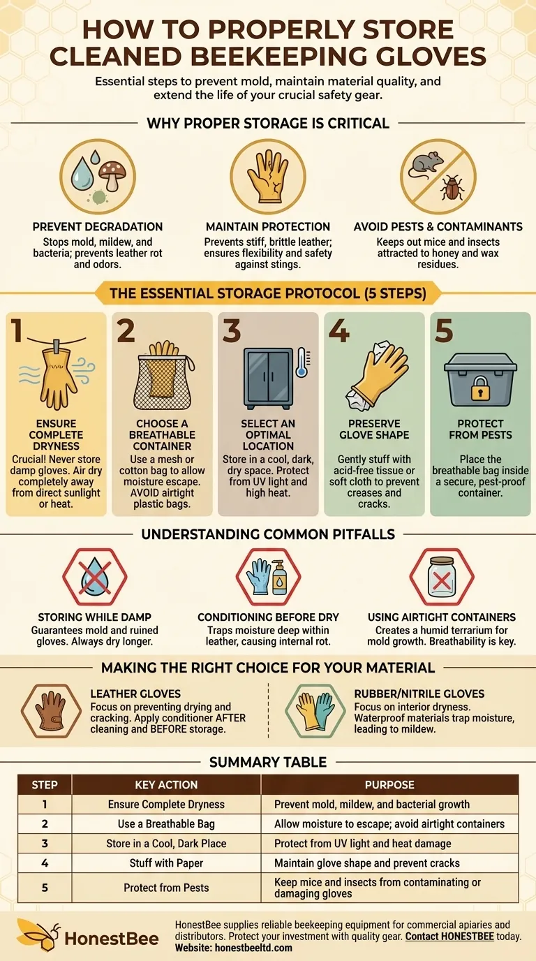 Was sind die Schritte zur Lagerung gereinigter Imkerhandschuhe? Verlängern Sie die Lebensdauer der Handschuhe und gewährleisten Sie die Sicherheit Visuelle Anleitung