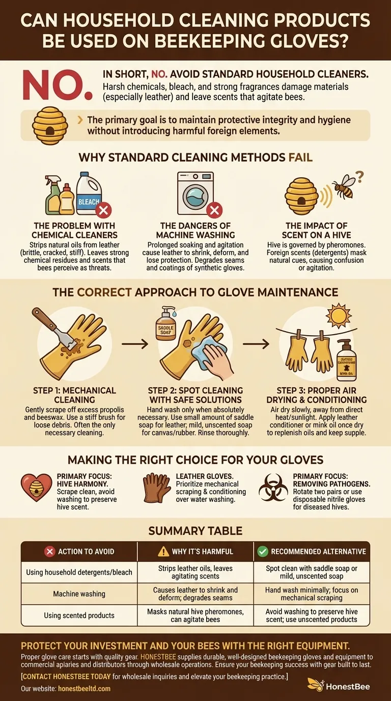 Can household cleaning products be used on beekeeping gloves? Protect Your Gloves and Your Hive Visual Guide