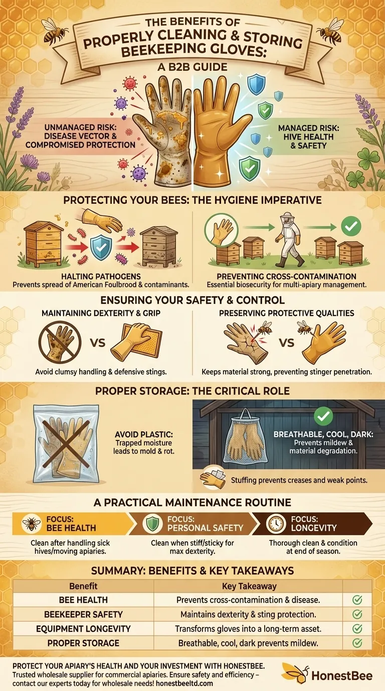 What are the benefits of properly cleaning and storing beekeeping gloves? Protect Your Bees, Safety & Investment Visual Guide