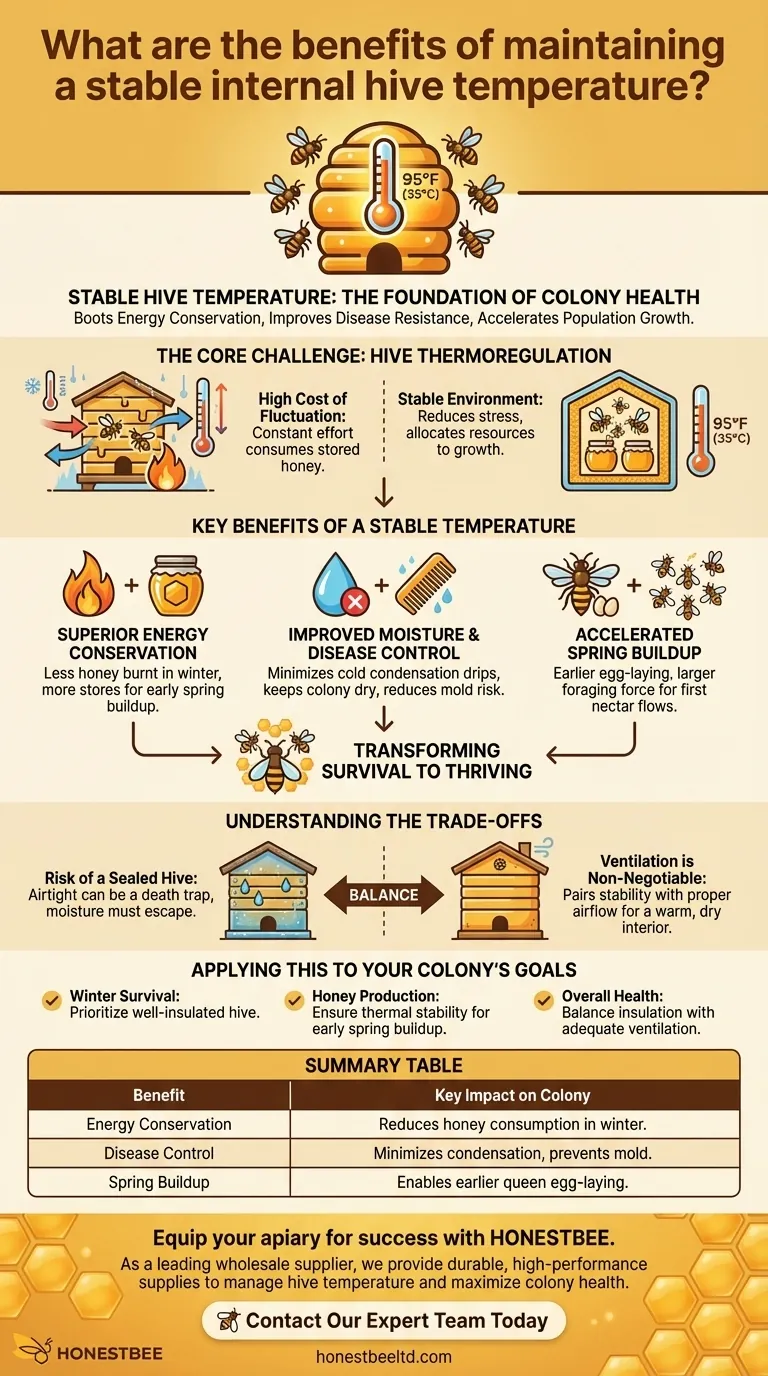 What are the benefits of maintaining a stable internal hive temperature? Boost Colony Health & Honey Production Visual Guide