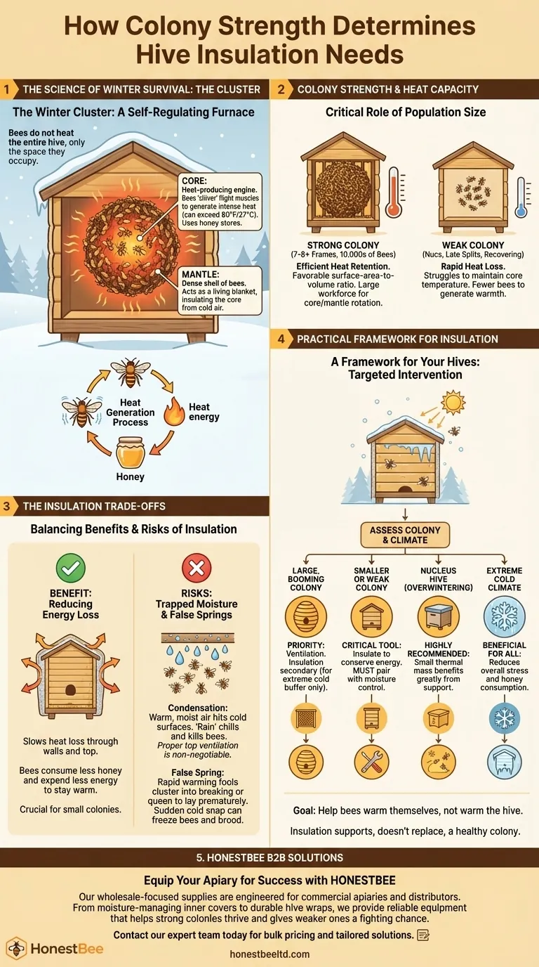 How does colony strength and health affect the need for hive insulation? Boost Winter Survival Rates Visual Guide