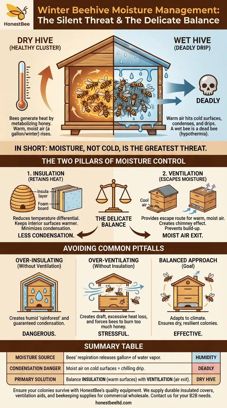 What role does moisture play in winter beehive management? Master Moisture Control for Colony Survival Visual Guide