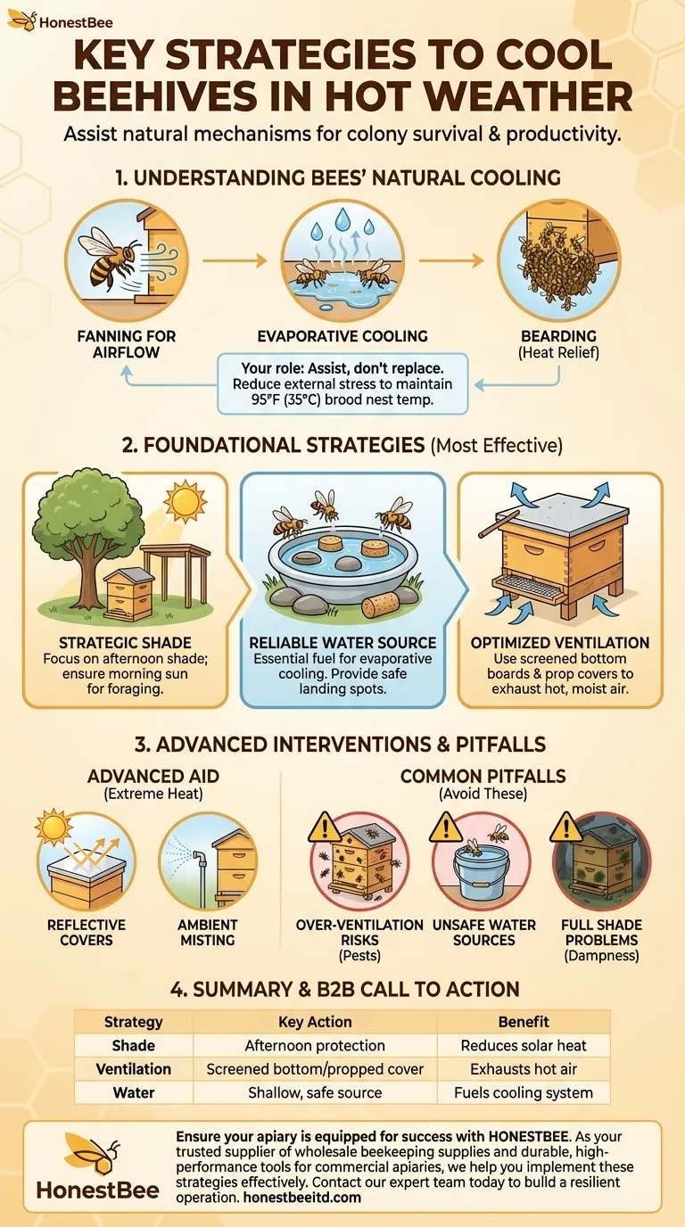 Welche Schlüsselstrategien helfen Bienenvölkern, bei heißem Wetter kühler zu bleiben? Schützen Sie Ihr Bienenvolk vor Hitzestress Visuelle Anleitung