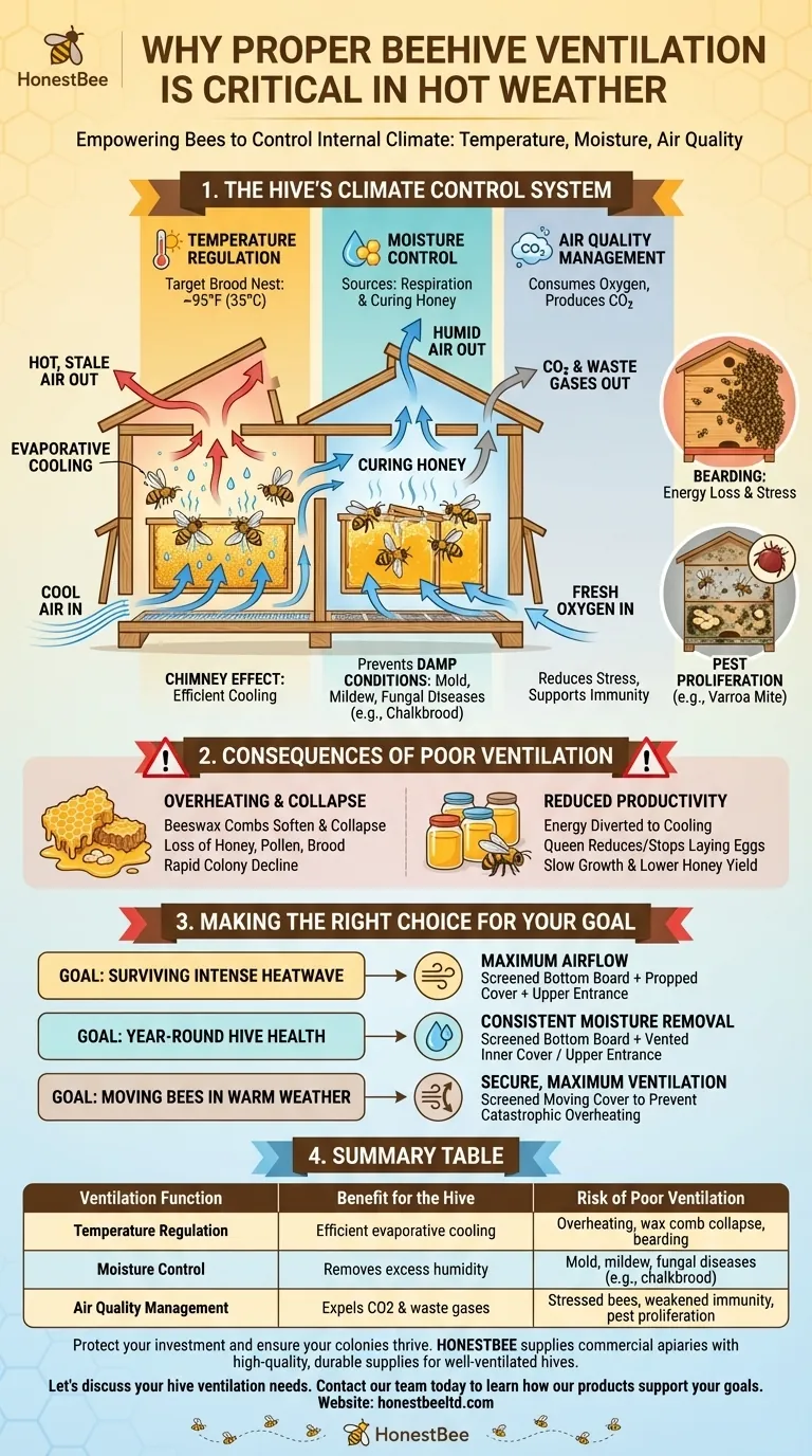 Why is proper ventilation important for beehives in hot weather? Prevent Overheating & Colony Loss Visual Guide