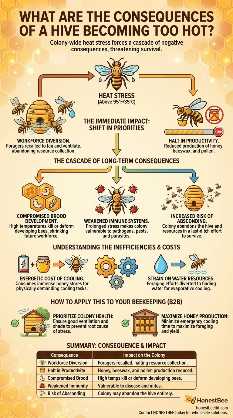 What are the consequences of a hive becoming too hot? Prevent Colony Collapse and Protect Your Honey Yield Visual Guide