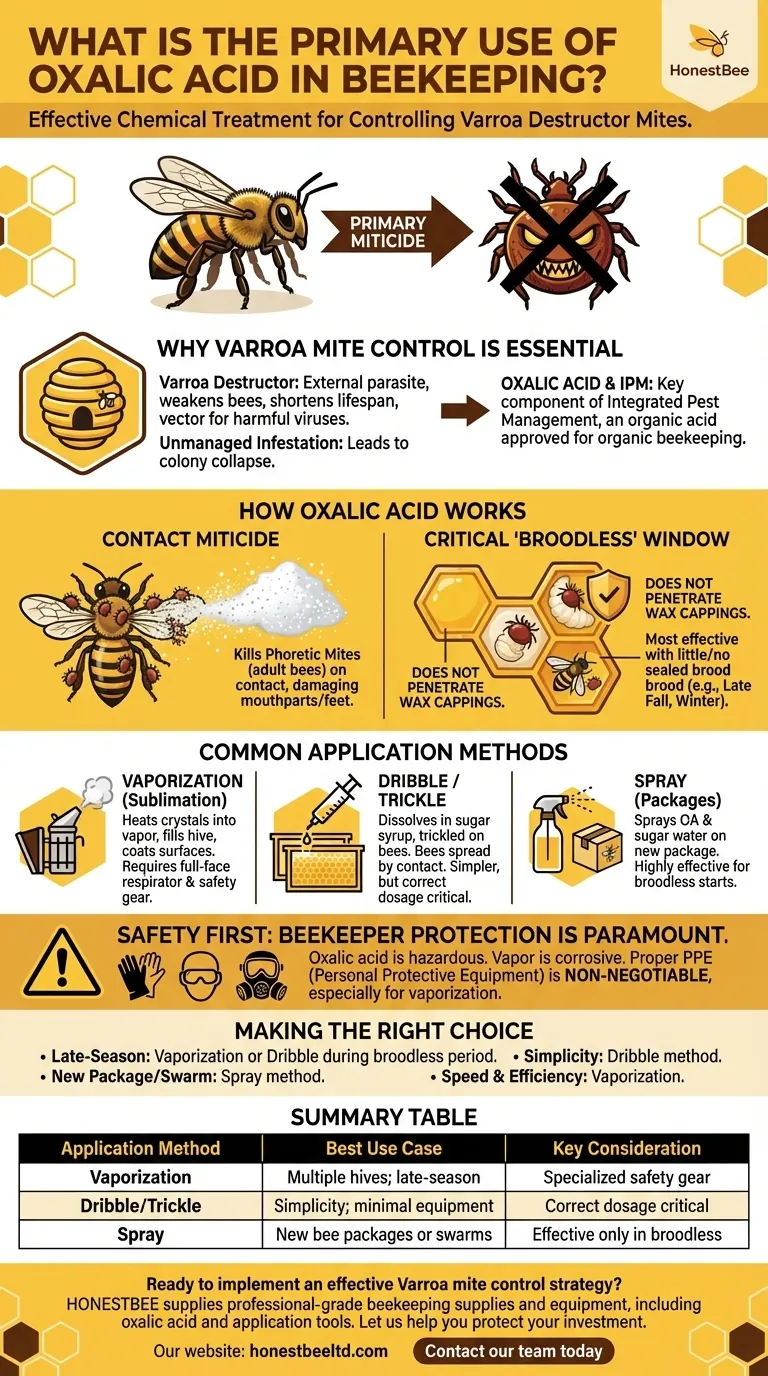What is the primary use of oxalic acid in beekeeping? A Key Tool for Effective Varroa Mite Control Visual Guide
