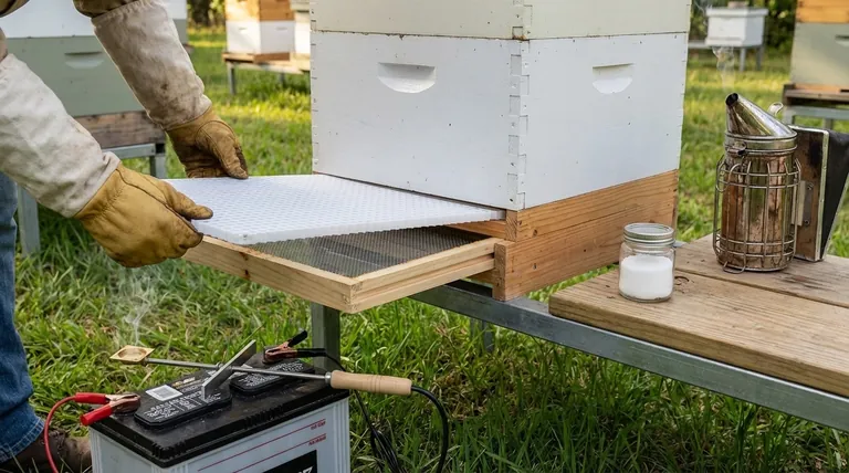 在对蜂箱底部进行密封以减少草酸汽化时的通风,应该插入什么以确保有效的瓦螨控制?