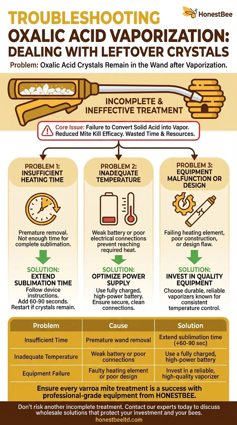 Que faire si des cristaux d'acide oxalique restent dans la baguette après vaporisation ? Corrigez votre traitement raté contre les varroas Guide Visuel