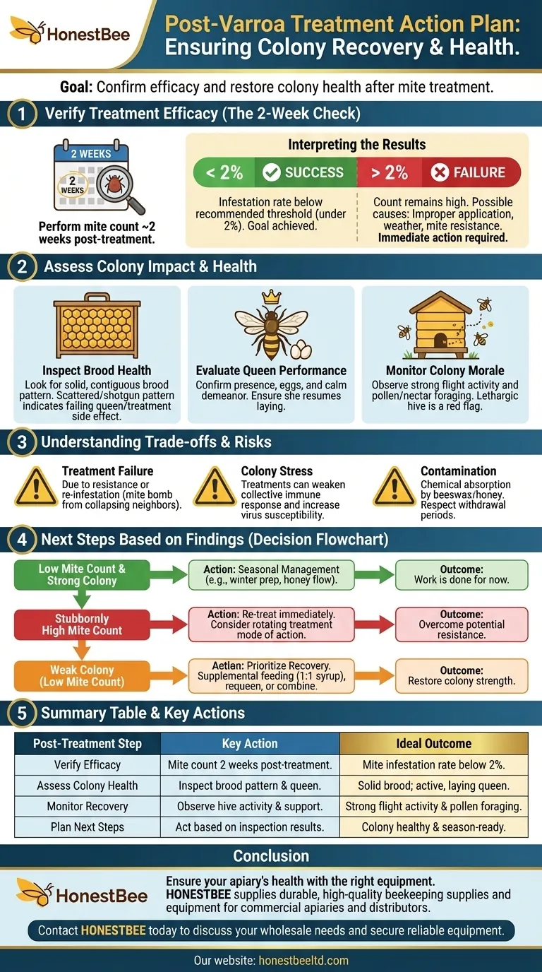 What should be done after treating a colony for varroa mites? A Step-by-Step Guide to Verifying Success Visual Guide