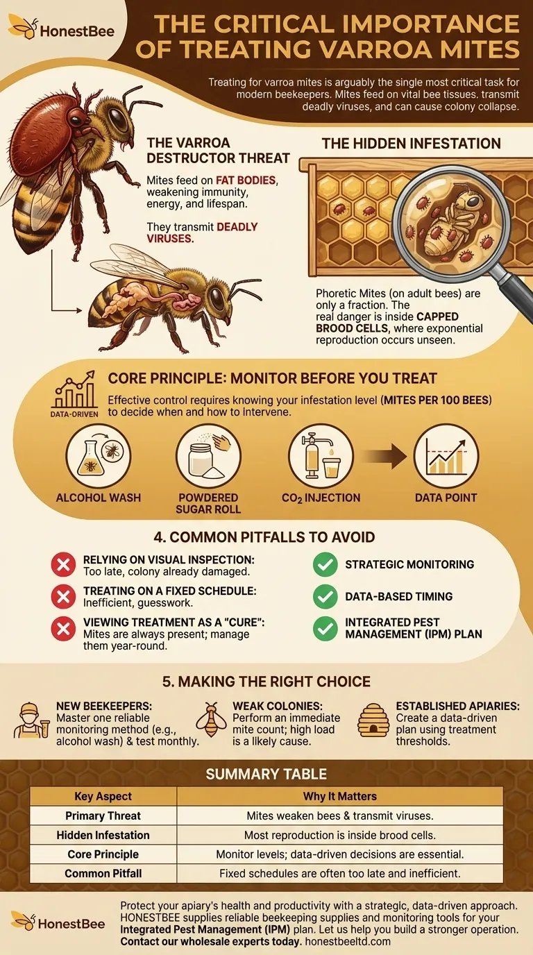 What is the importance of treating varroa mites in bee colonies? Save Your Hives from Collapse Visual Guide