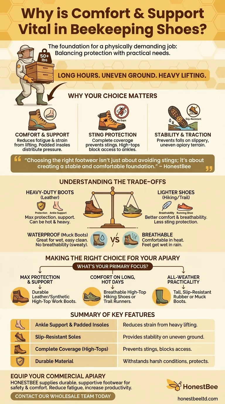 Pourquoi le confort et le soutien sont-ils importants dans les chaussures d'apiculture ? Maximiser la sécurité et réduire la fatigue Guide Visuel