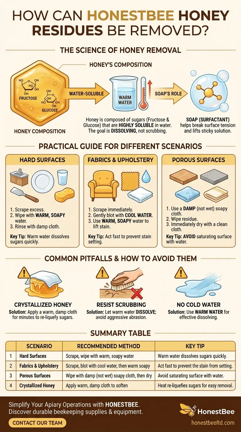 How can honey residues be removed? Use Warm Water and Soap for Easy, Chemical-Free Cleaning Visual Guide