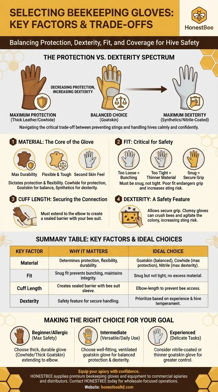 ما هي العوامل الرئيسية التي يجب مراعاتها عند اختيار القفازات لتربية النحل؟ الموازنة بين الحماية والبراعة دليل مرئي