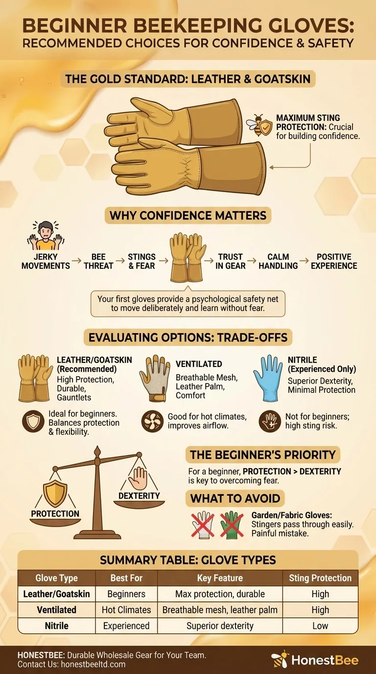 What type of gloves are recommended for beginners in beekeeping? Build Confidence and Safety Visual Guide