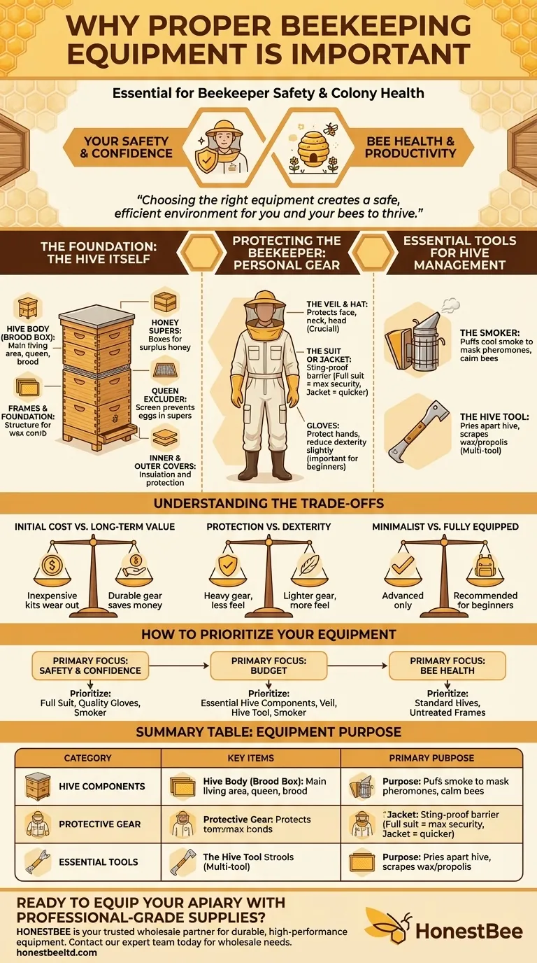 Why is proper beekeeping equipment important? Essential for Safety and Hive Health Visual Guide