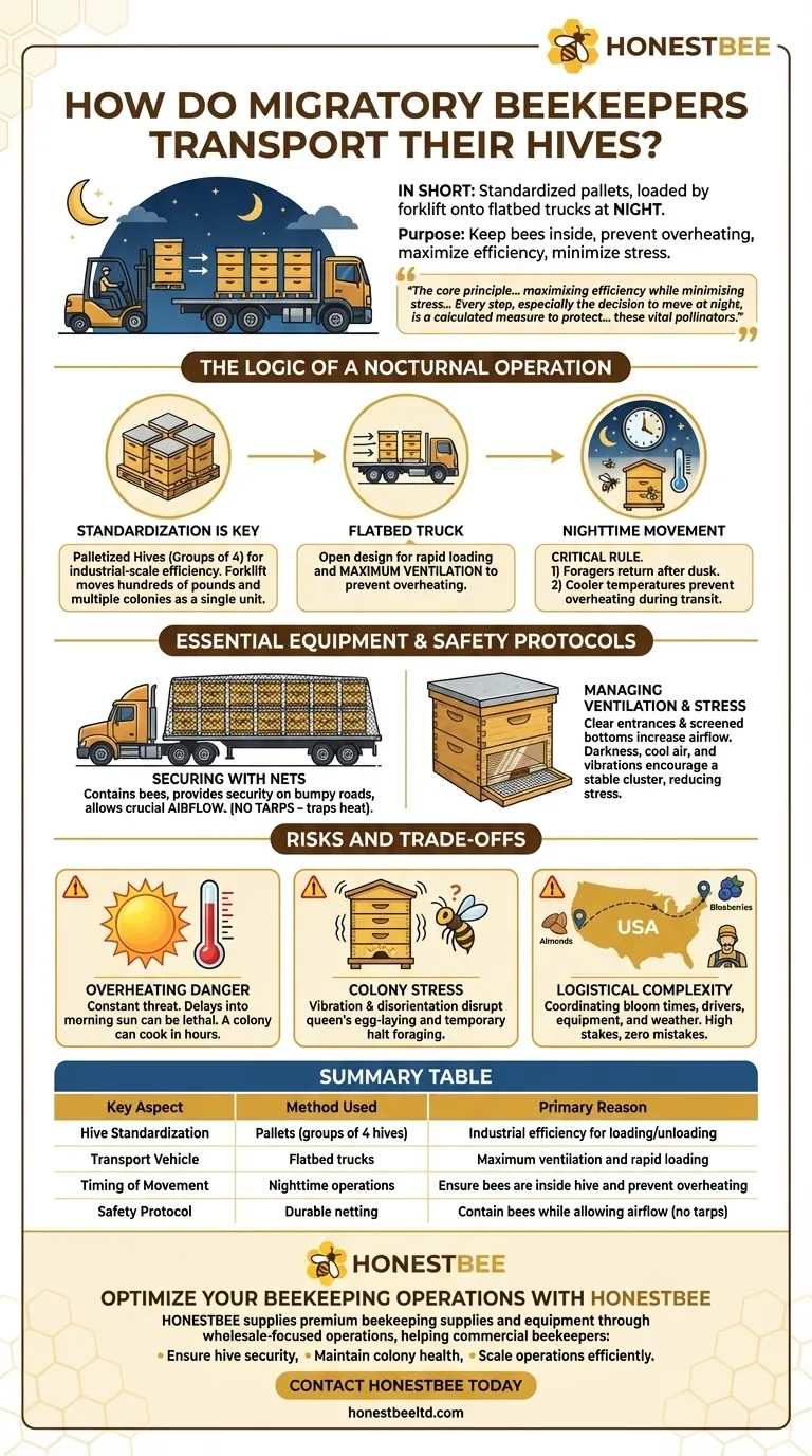 How do migratory beekeepers transport their hives? A Guide to Nocturnal, Large-Scale Bee Movement Visual Guide