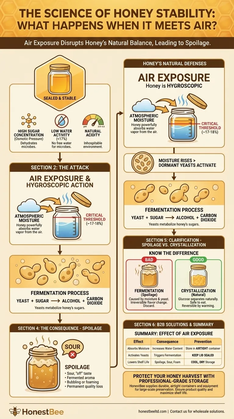 What happens to honey when exposed to air? Avoid spoilage and fermentation Visual Guide