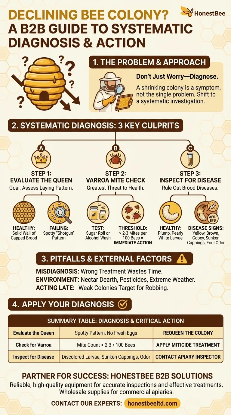 Что следует делать пчеловодам, если они замечают сокращение размера колонии? Руководство по диагностике в 3 шага Визуальное руководство