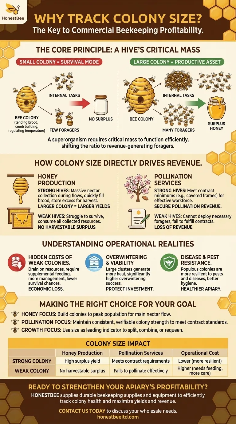 Why is tracking colony size important for commercial beekeeping? Maximize Honey Yields & Pollination Profits Visual Guide