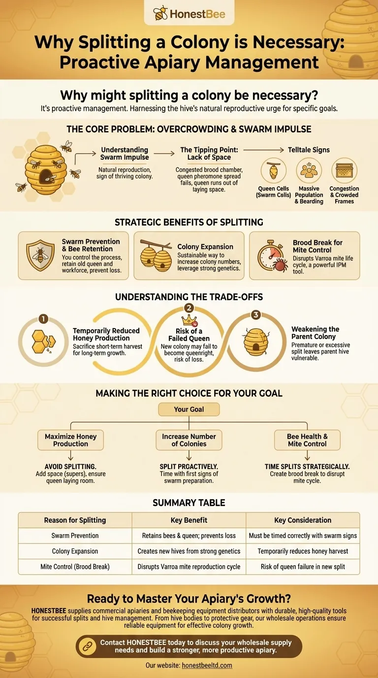 Pourquoi la division d'une colonie peut-elle être nécessaire ? Un guide pour une gestion proactive de l'essaimage Guide Visuel