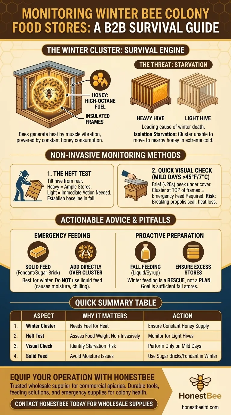 Why is it important to monitor food stores in bee colonies during winter? Prevent Starvation and Ensure Survival Visual Guide
