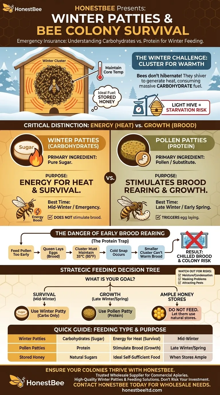 What are winter patties, and why are they used? Essential Winter Survival for Your Bee Colony Visual Guide