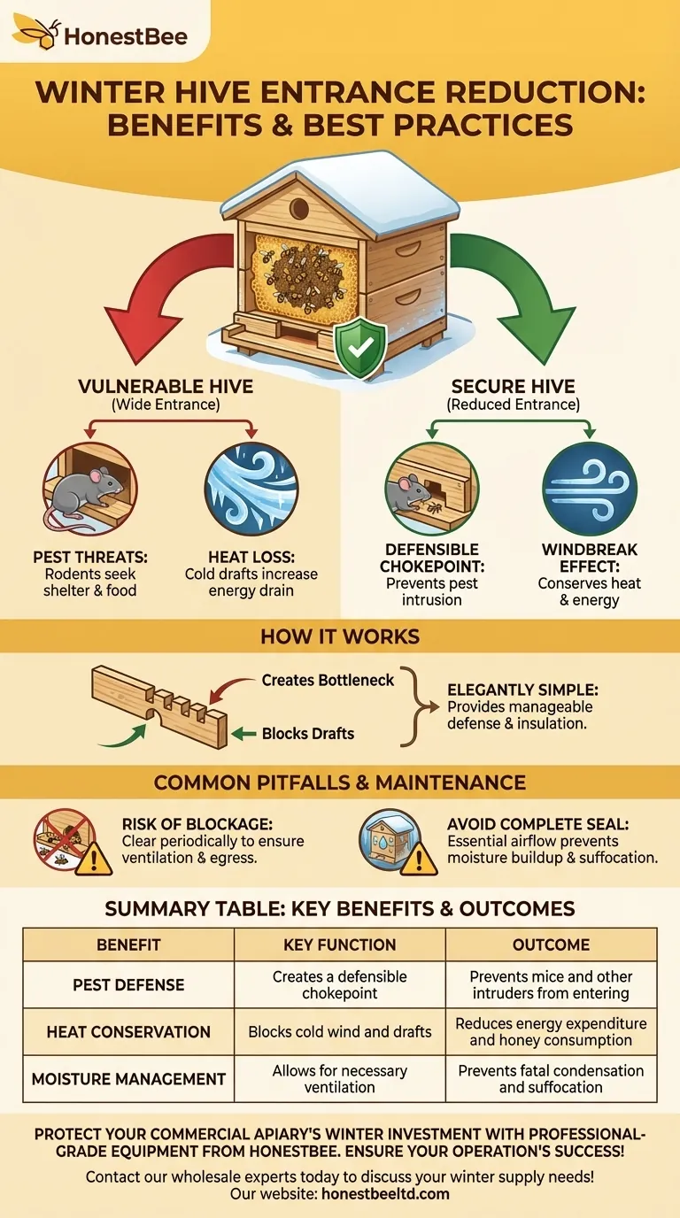 What is the benefit of reducing the hive entrance in winter? Essential Winter Protection for Your Apiary Visual Guide