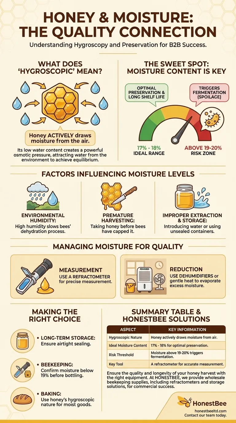 꿀은 수분을 흡수하나요? 네, 양봉가에게 이것이 중요한 이유입니다. 시각적 가이드