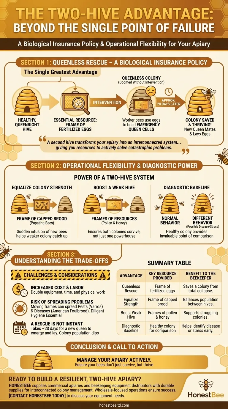 What are the advantages of a second hive if the queen is killed? The Ultimate Insurance Policy for Your Apiary Visual Guide