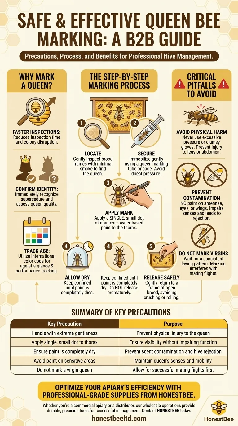 What precautions should be taken when marking a queen bee? Essential Steps for Safe and Effective Hive Management Visual Guide