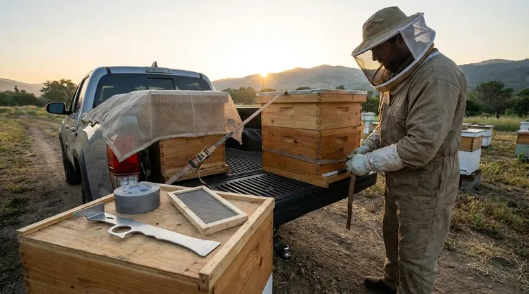 What precautions should be taken to avoid hive damage during the move? Secure Your Hive for Safe Transport